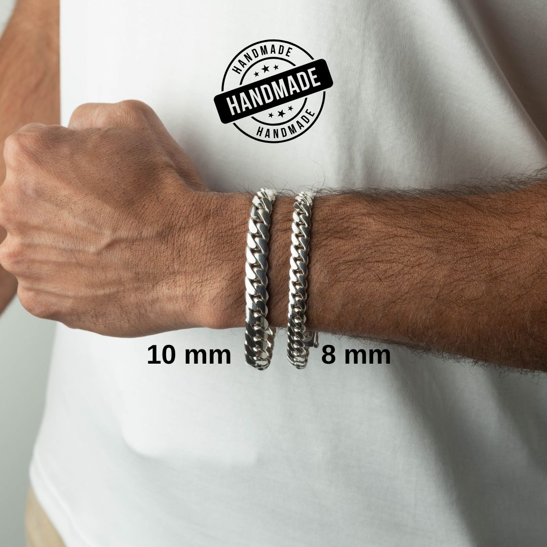 999 Handmade Silver Miami Cuban Bracelet 10mm