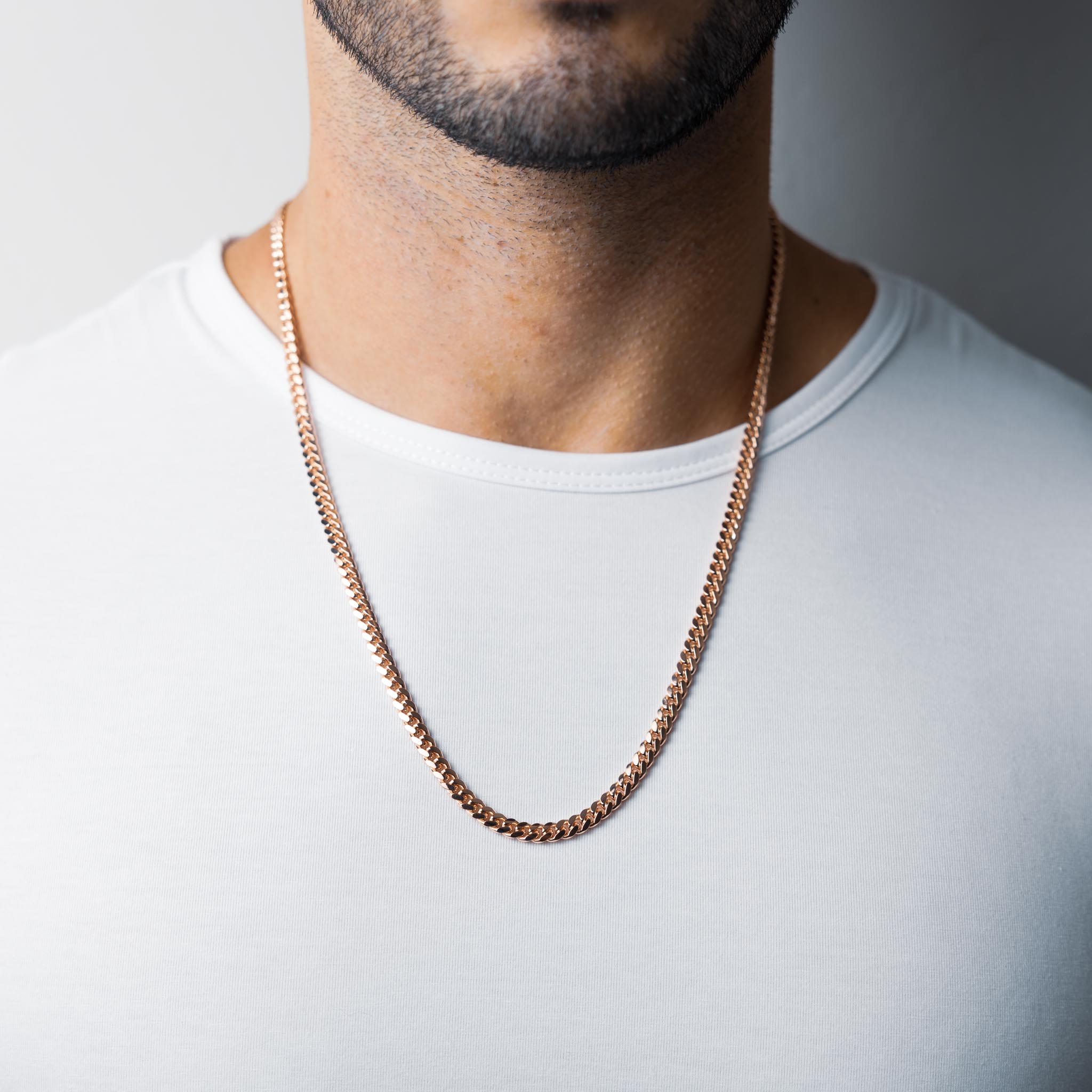 5mm 20 Inch Cuban Link Chain Miami With Pendant Rose Gold