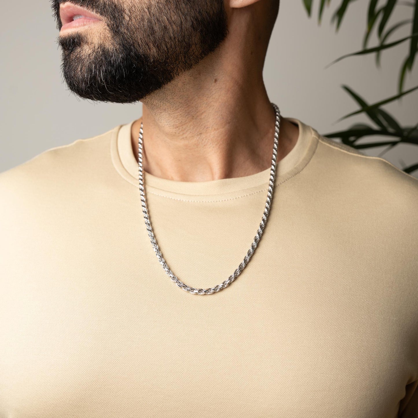 Silver Diamond Cut Rope Chain 5mm