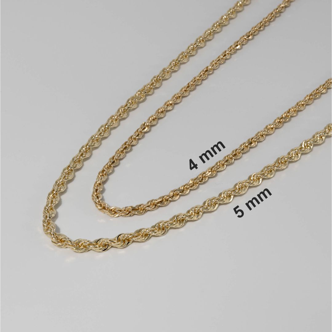 Solid Gold 4mm Diamond Cut Rope