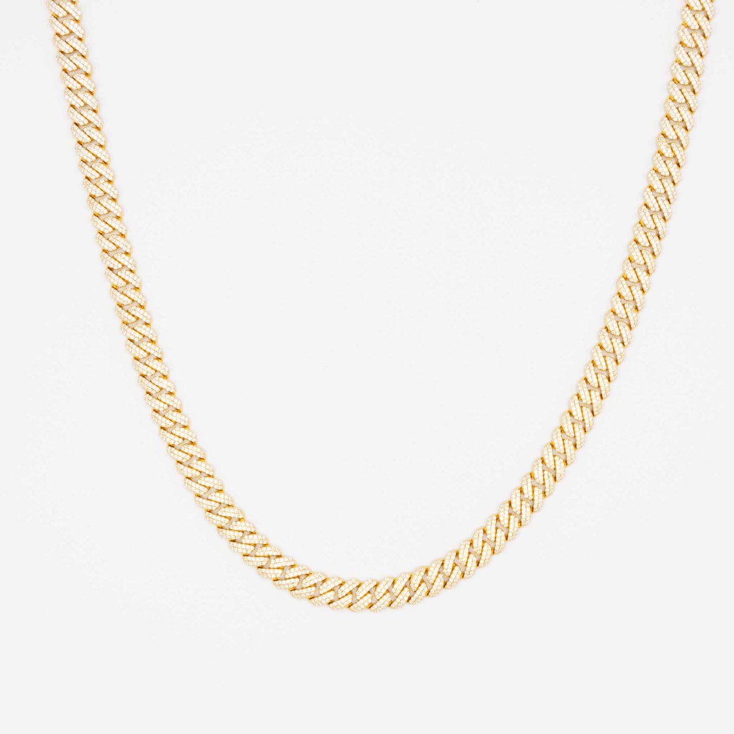 Gold Iced Moissanite Pave Miami Cuban Chain 8mm