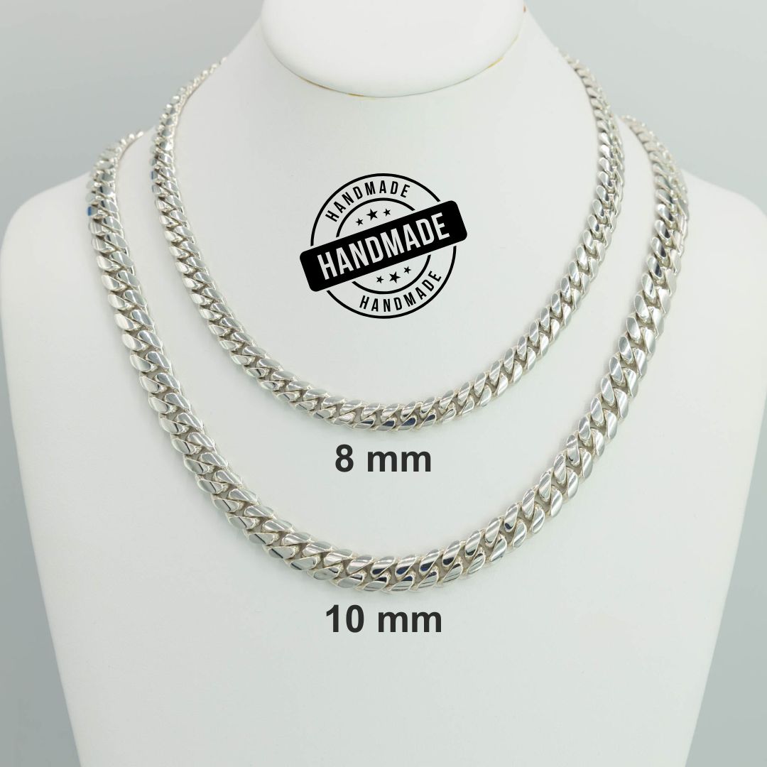 999 Handmade Silver Miami Cuban Chain 10mm