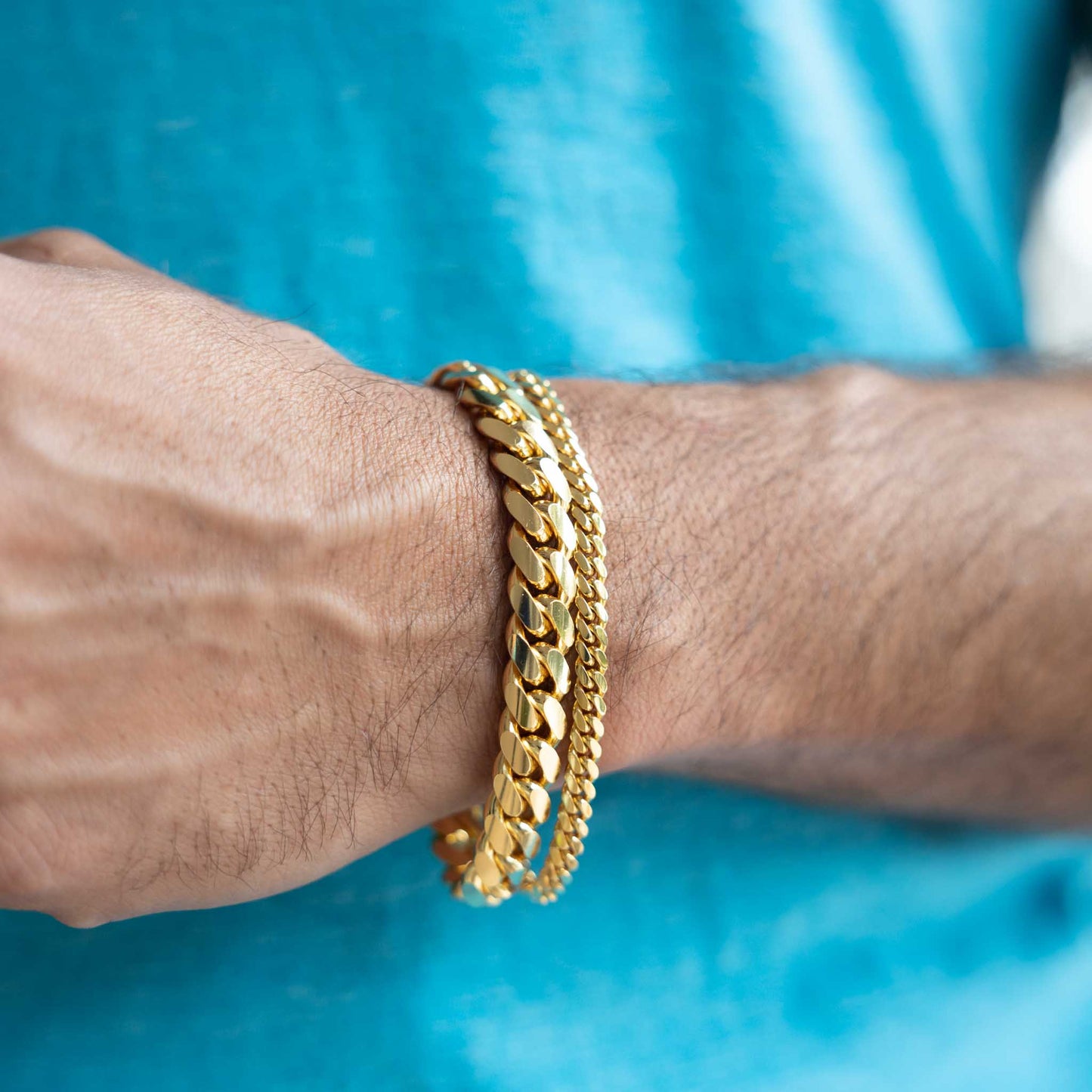 Gold Miami Cuban Bracelet Stack 15% off