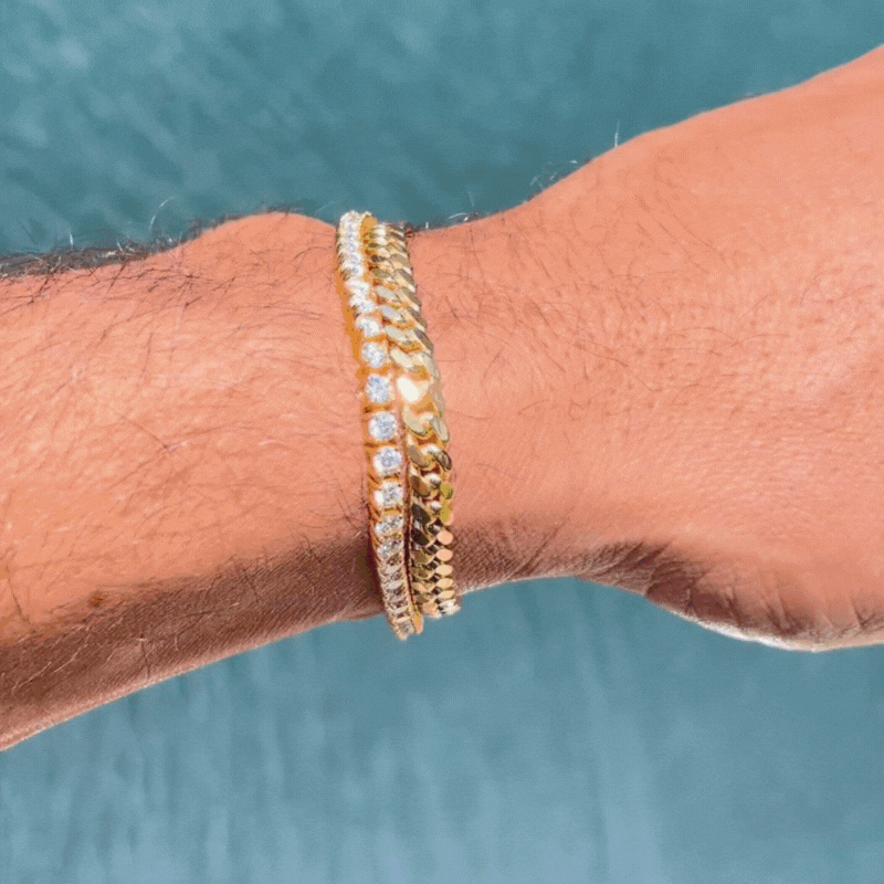 Gold Tennis Cuban Stack 15% off