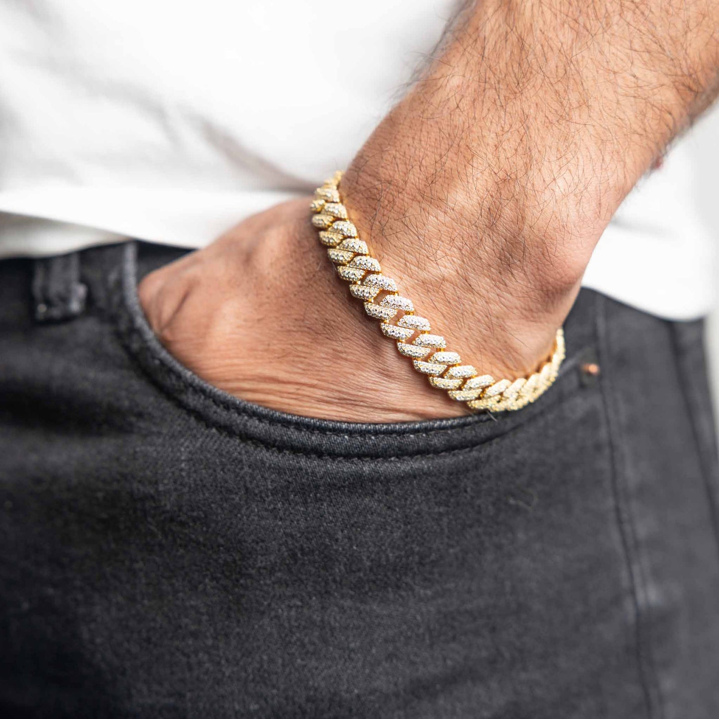 Gold Iced Moissanite Pave Miami Cuban Bracelet 10mm