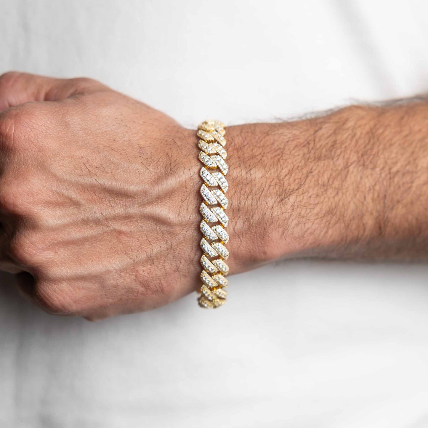 Gold Iced Moissanite Pave Miami Cuban Bracelet 12mm
