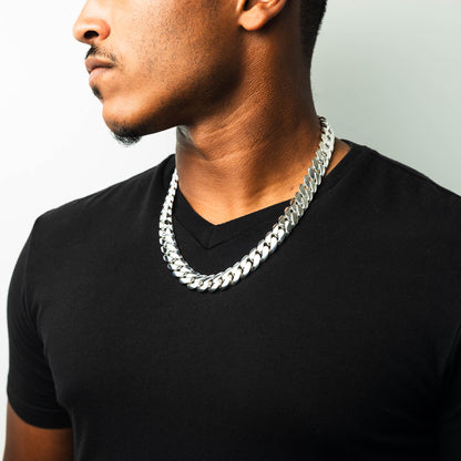 999 Handmade Silver Miami Cuban Chain 15mm