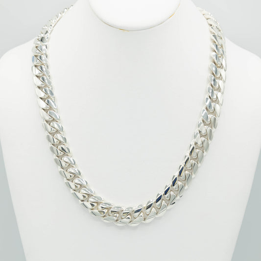 999 Handmade Silver Miami Cuban Chain 15mm
