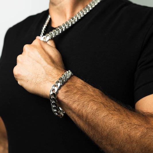 999 Handmade Silver Miami Cuban Bracelet 15mm