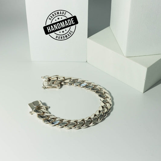 999 Handmade Silver Miami Cuban Bracelet 15mm