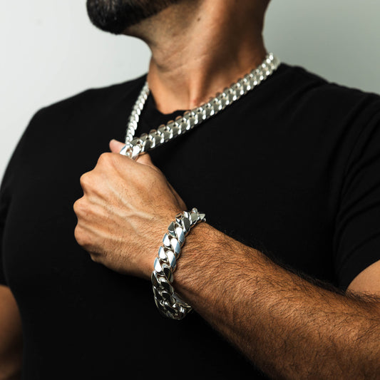 999 Handmade Silver Miami Cuban Bracelet 18mm