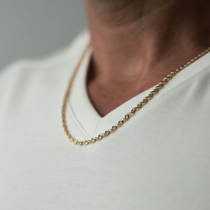 18K Solid Gold 3mm Diamond Cut Rope
