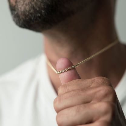 18K Solid Gold 3mm Diamond Cut Rope