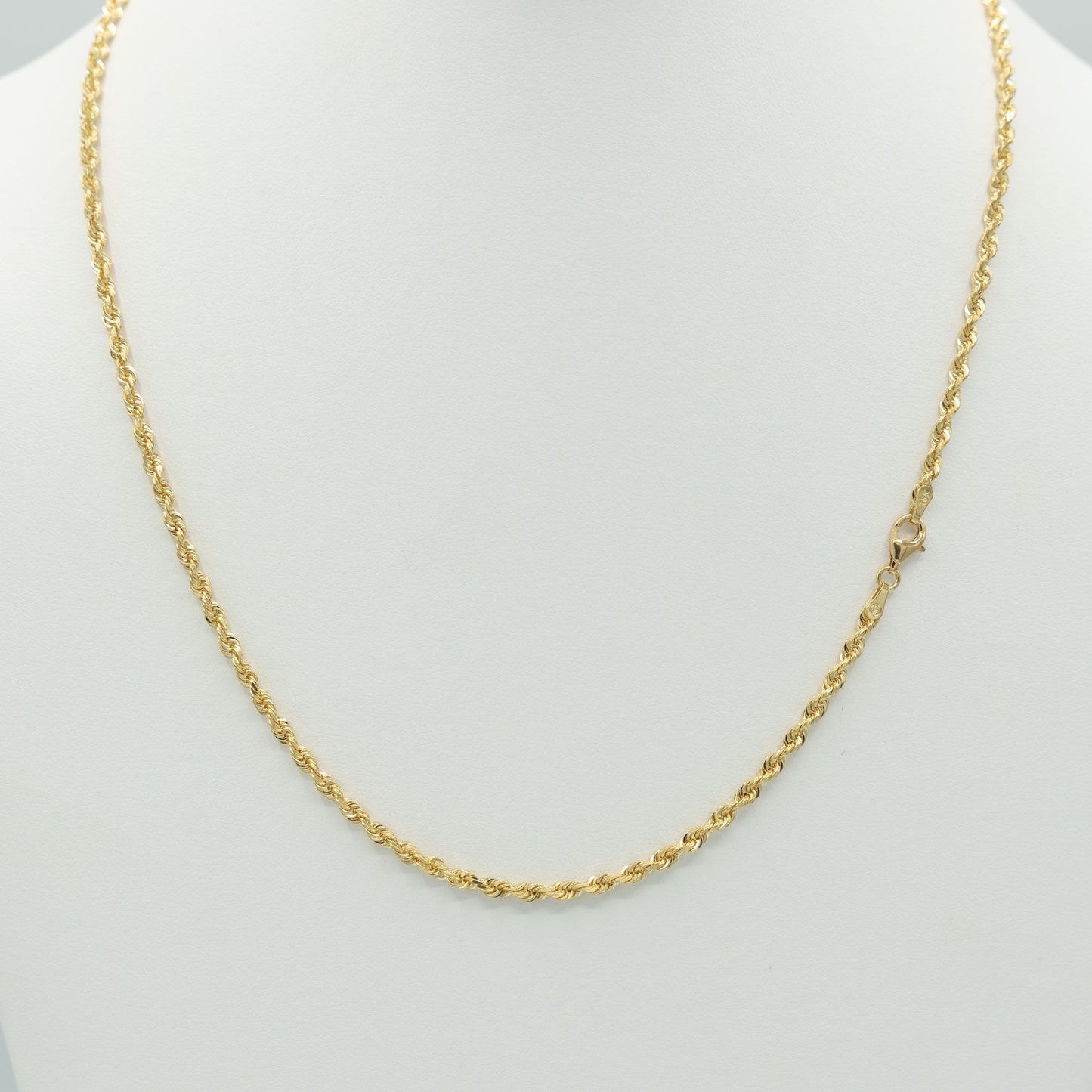 18K Solid Gold 3mm Diamond Cut Rope