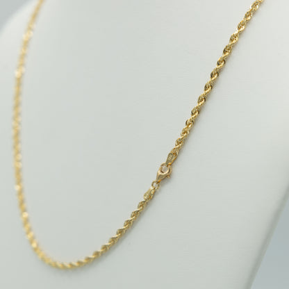 18K Solid Gold 3mm Diamond Cut Rope
