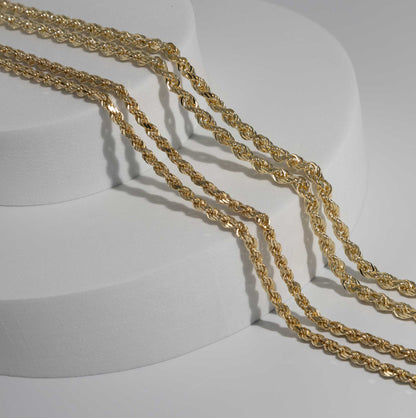 10K Solid Gold 4mm Diamond Cut Rope