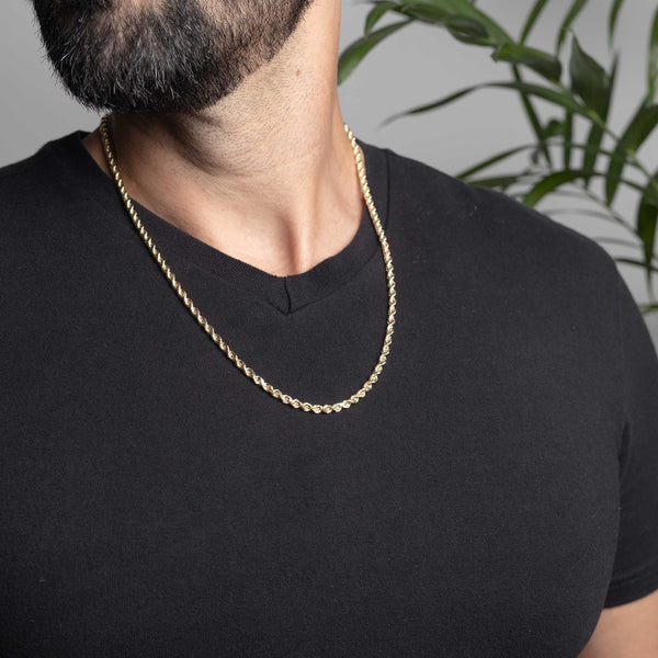 Solid Gold 4mm Diamond Cut Rope – Miami Links