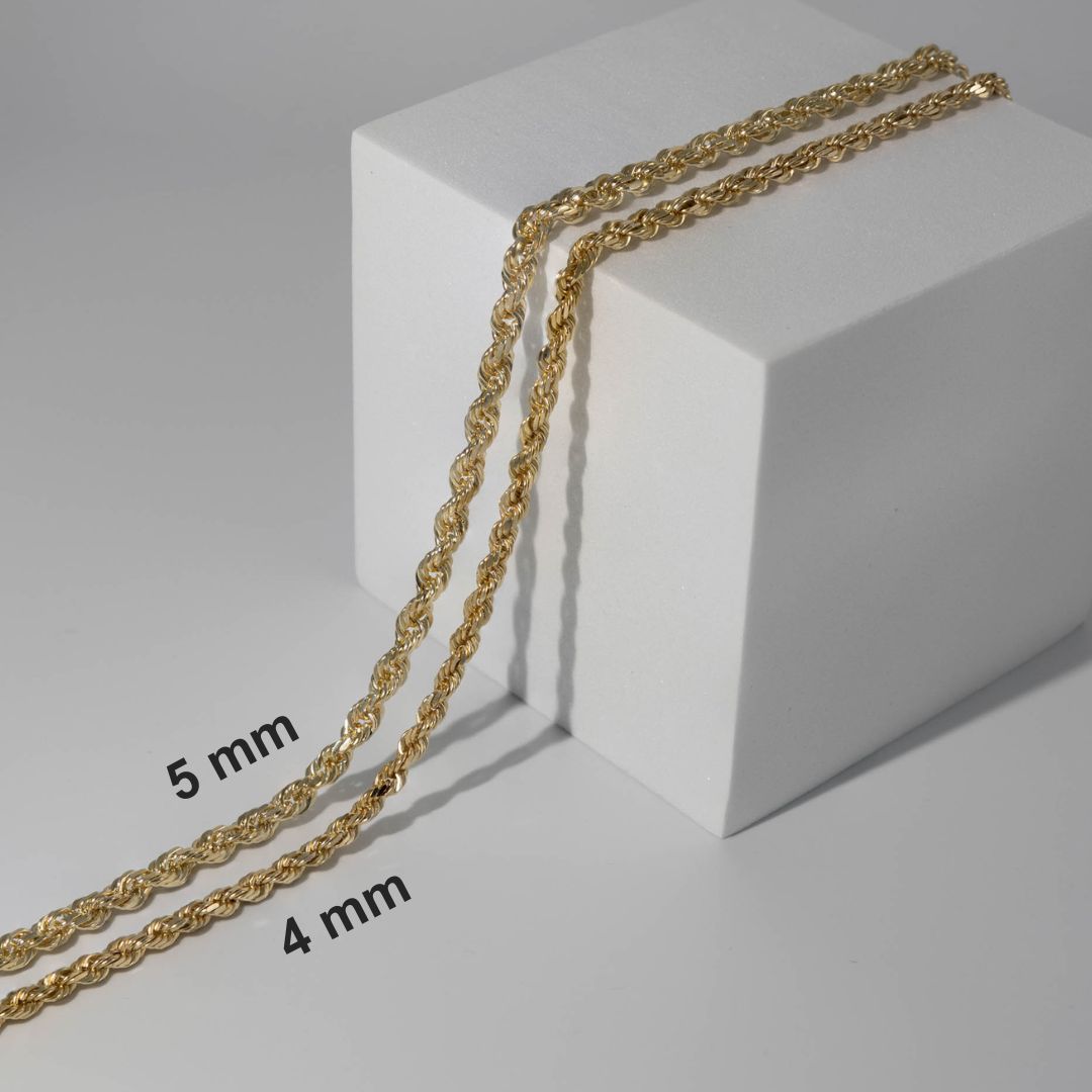 Solid Gold 5mm Diamond Cut Rope