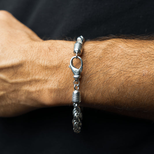 Silver Diamond Cut Rope Bracelet 7mm