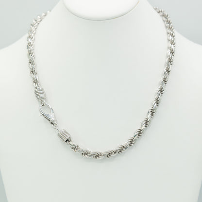 Silver Diamond Cut Rope Chain 7mm