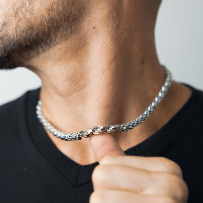 Silver Diamond Cut Rope Chain 7mm