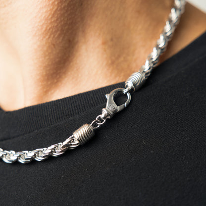 Silver Diamond Cut Rope Chain 7mm