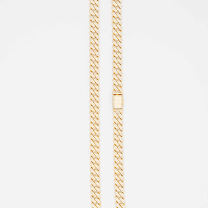 Gold Iced Moissanite Prong Miami Cuban Chain 8mm