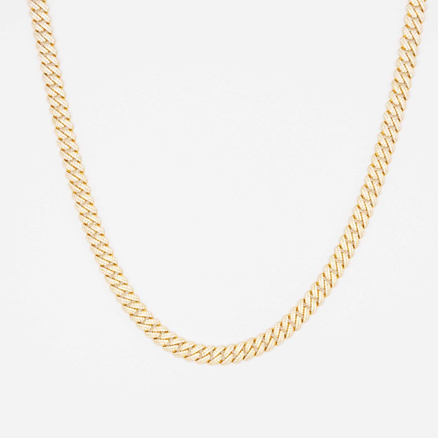 Gold Iced Moissanite Prong Miami Cuban Chain 8mm
