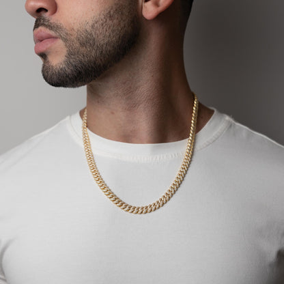 Gold Iced Moissanite Prong Miami Cuban Chain 8mm