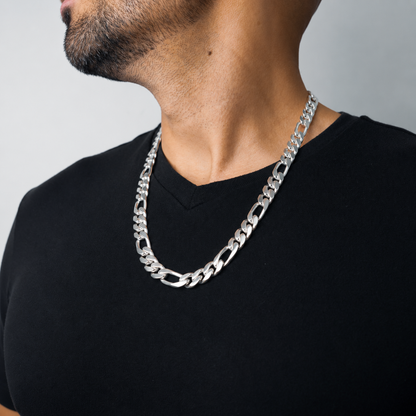 999 Handmade Silver Figaro Chain 10mm