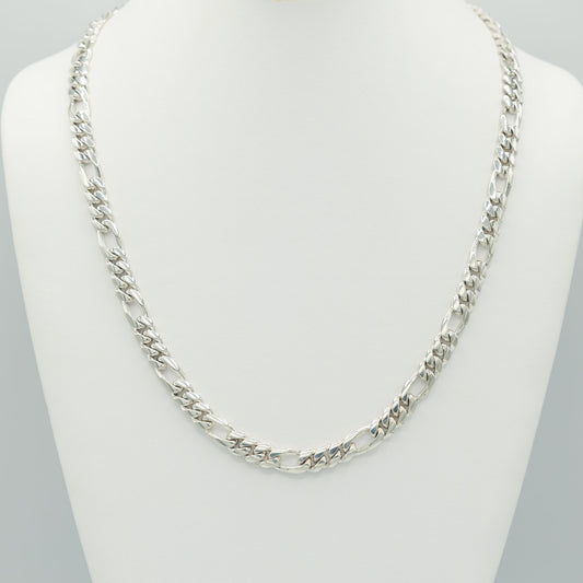 999 Handmade Silver Figaro Cuban Chain 8mm
