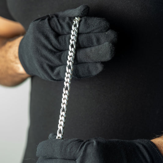 999 Handmade Silver Figaro Bracelet 10mm