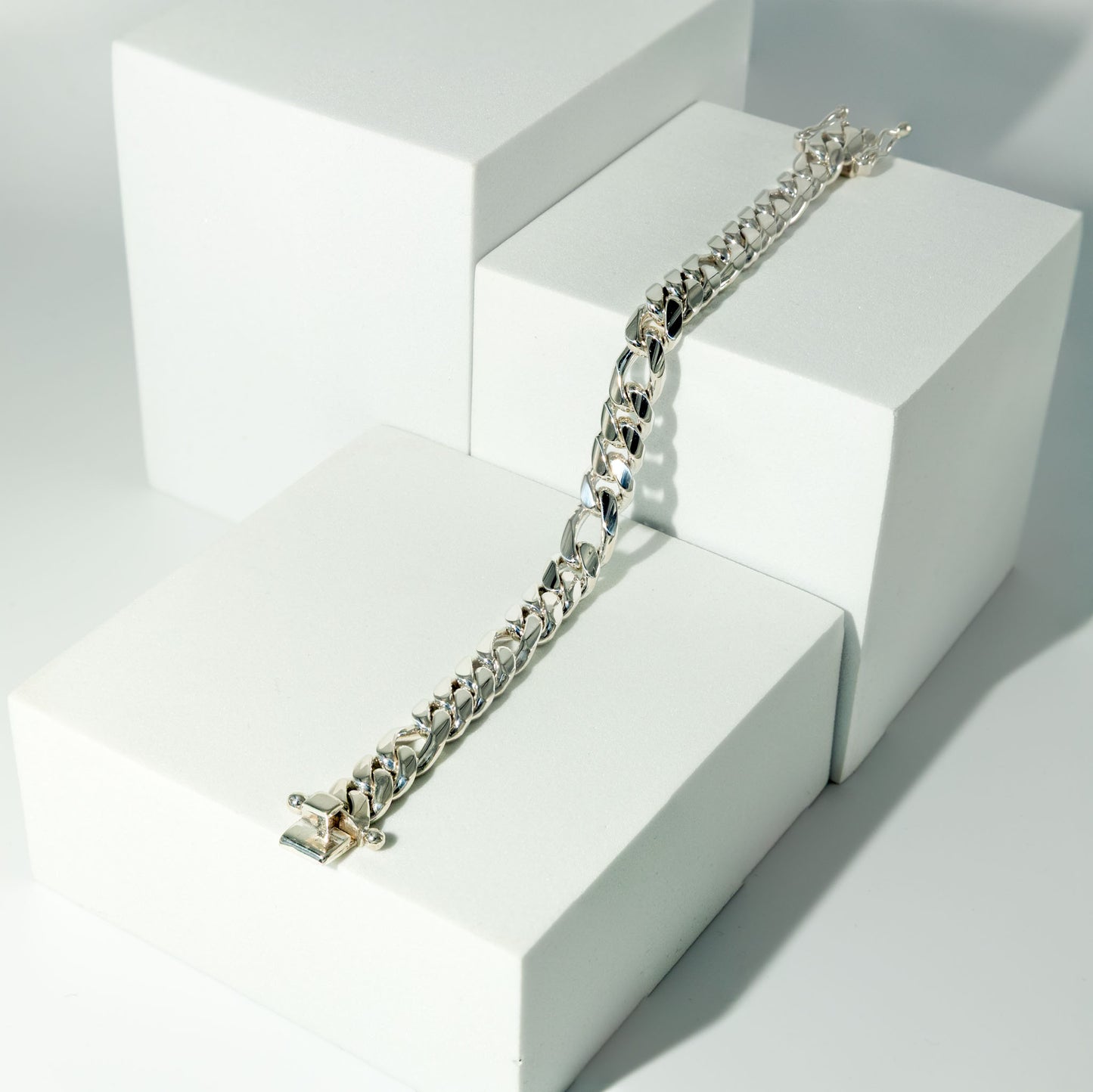 999 Handmade Silver Figaro Bracelet 10mm