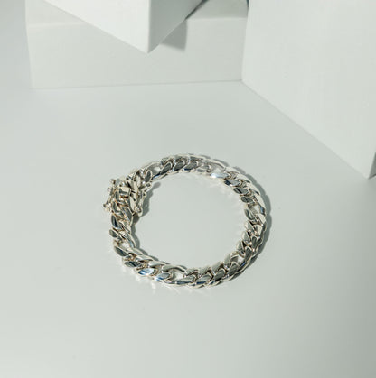 999 Handmade Silver Figaro Bracelet 10mm