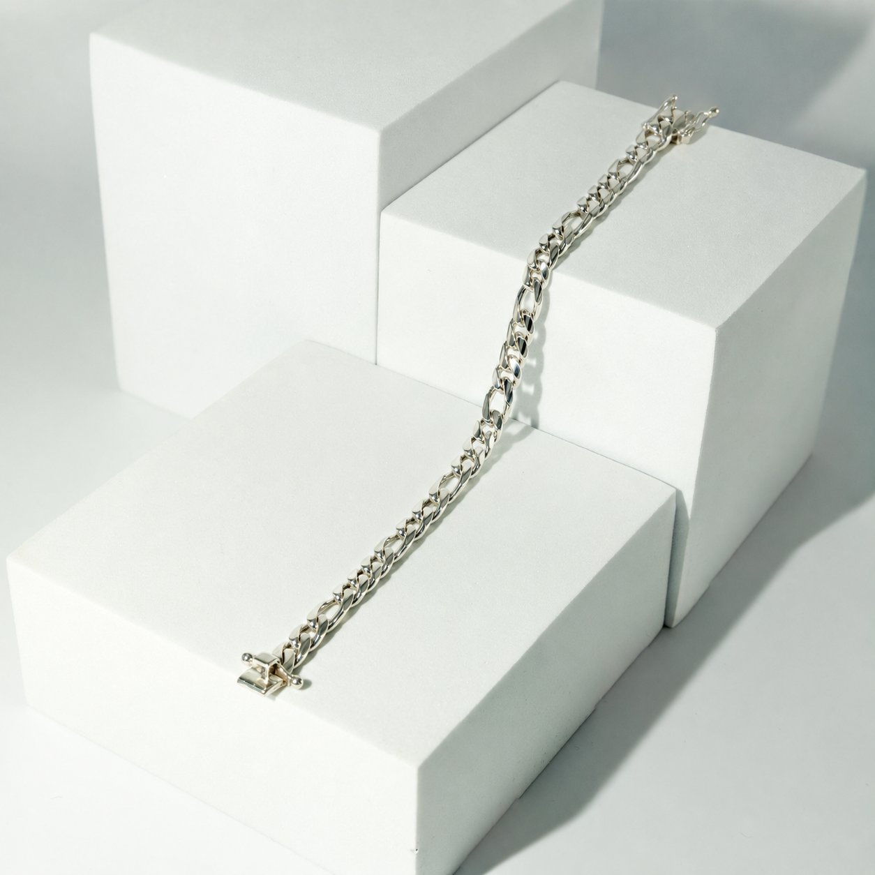 999 Handmade Silver Figaro Bracelet 8mm