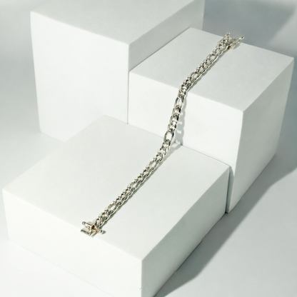 999 Handmade Silver Figaro Bracelet 8mm