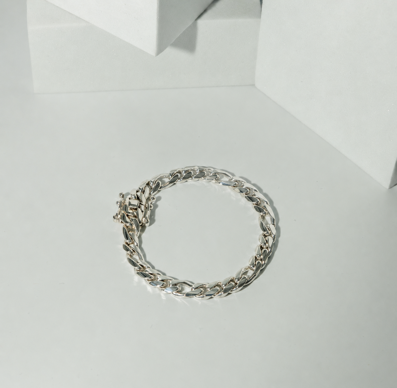 999 Handmade Silver Figaro Bracelet 8mm