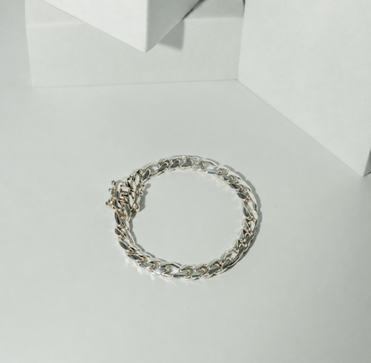 999 Handmade Silver Figaro Bracelet 8mm