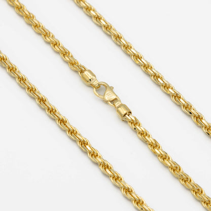 Gold Diamond Cut Rope Chain 5mm