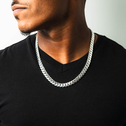 Pure Silver Miami Cuban Chain 10mm