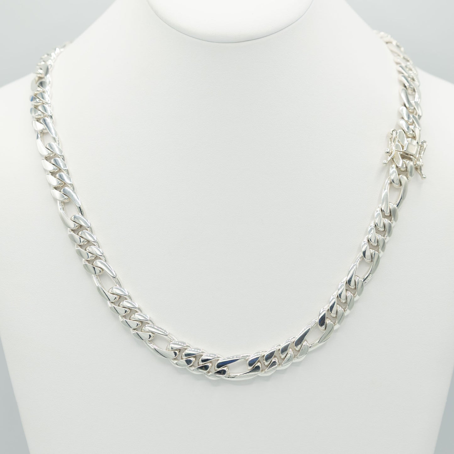999 Handmade Silver Figaro Chain 10mm