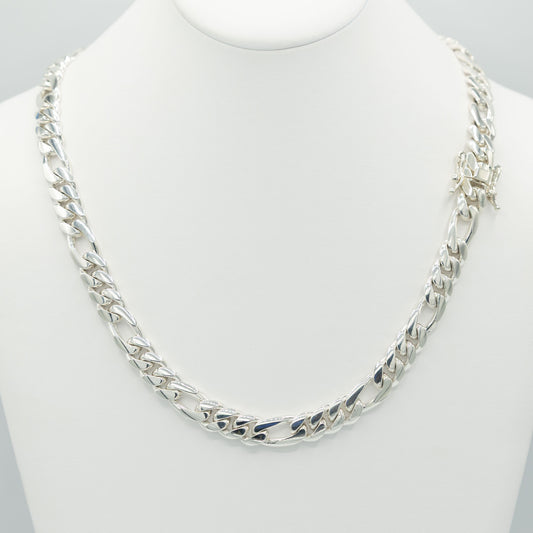 999 Handmade Silver Figaro Chain 10mm